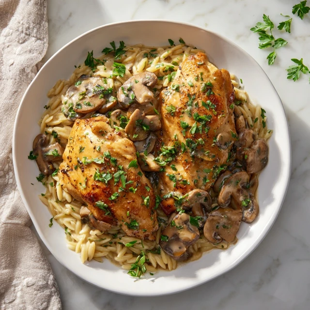 Savory Marsala Chicken with Creamy Orzo – A Comforting and Elegant Dinner