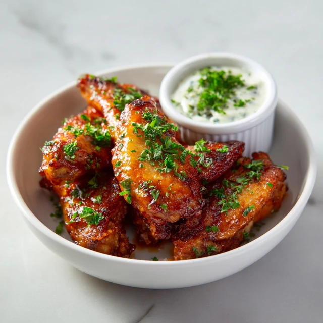 Spicy Crispy Buffalo Chicken Wings with Creamy Blue Cheese Dipping Sauce