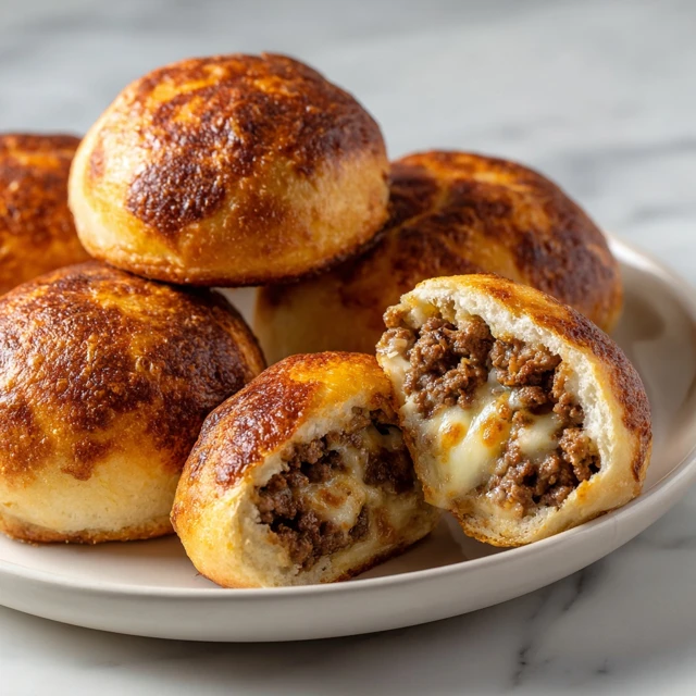 Cheesy Ground Beef Stuffed Bread Rolls
