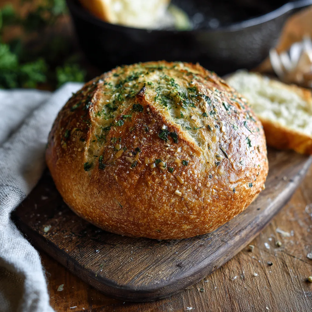 Garlic Herb Dutch Oven Bread | Easy Artisan-Style Recipe