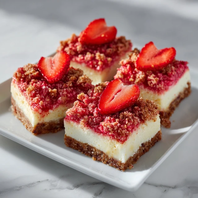 Strawberry Crunch Cheesecake Bars – A Creamy No-Bake Dessert with a Perfect Crunch