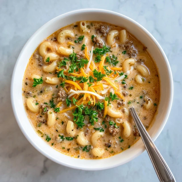 One-Pot Macaroni Cheeseburger Soup – Creamy Comfort Food in a Bowl