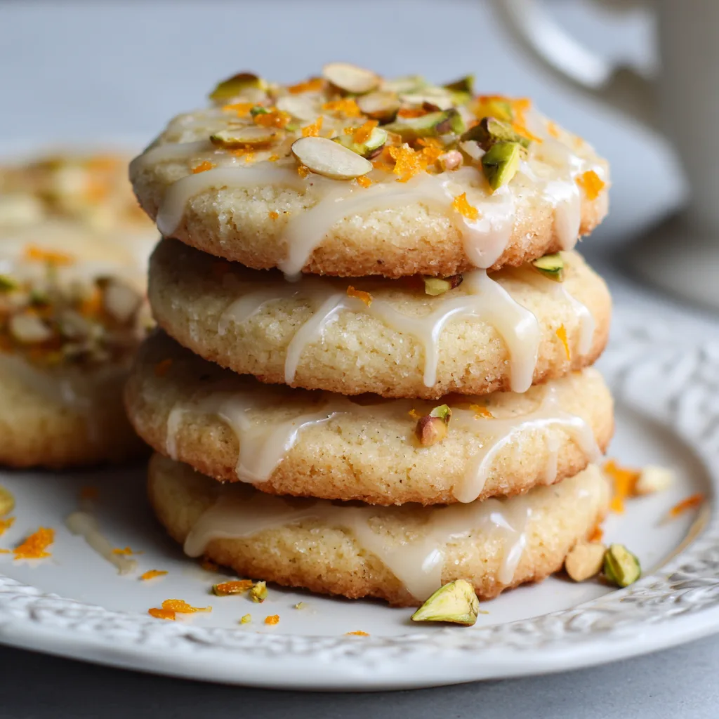 Delicious Cardamom Shortbread Cookies Topped with a Zesty Orange Glaze