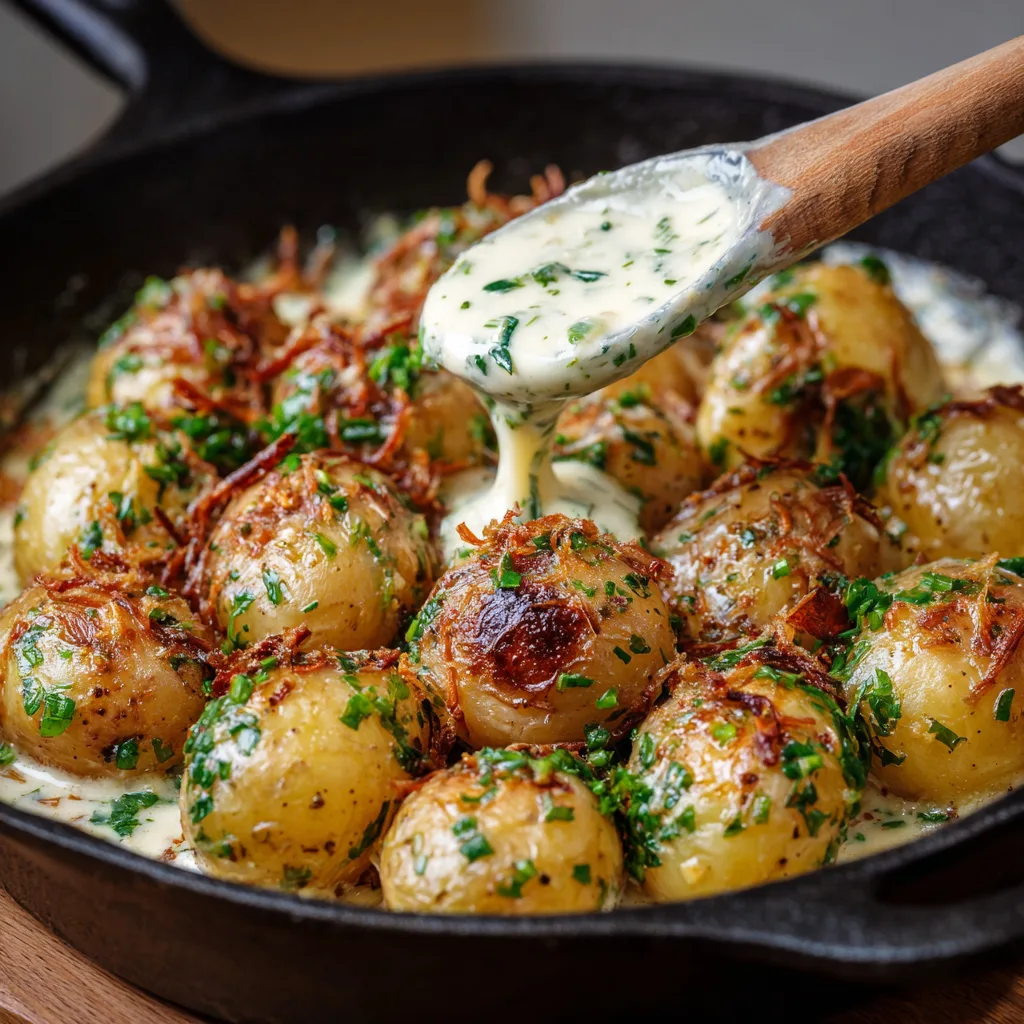 Garlic Cream Baby Potatoes