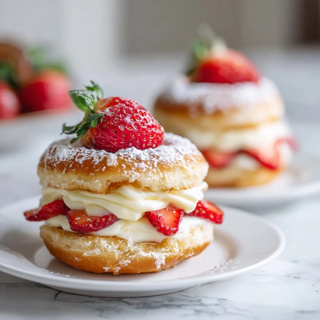 Strawberry Shortcake Custard Cream Donut Stack