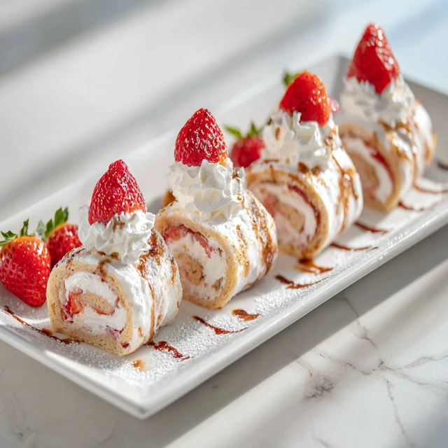 Strawberry Cream Stuffed Pancake Sushi Rolls (Fun No-Bake Breakfast Dessert Idea)