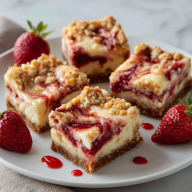 Strawberry Cheesecake Pretzel Blondie Bars with Cream Swirl (Ultimate Sweet & Salty Dessert Recipe)