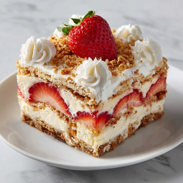 Strawberry Cheesecake Pretzel Crunch Icebox Cake