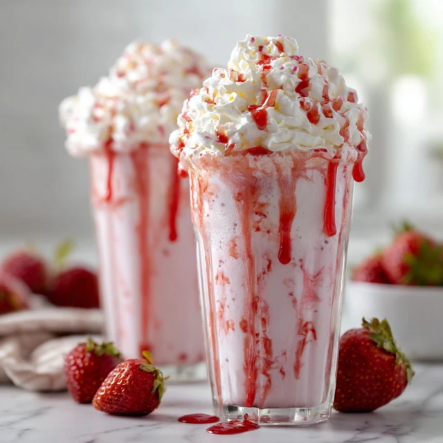 Strawberry Shortcake Cloud Milkshake Cups (Creamy, Fluffy & Dreamy Dessert Drink)