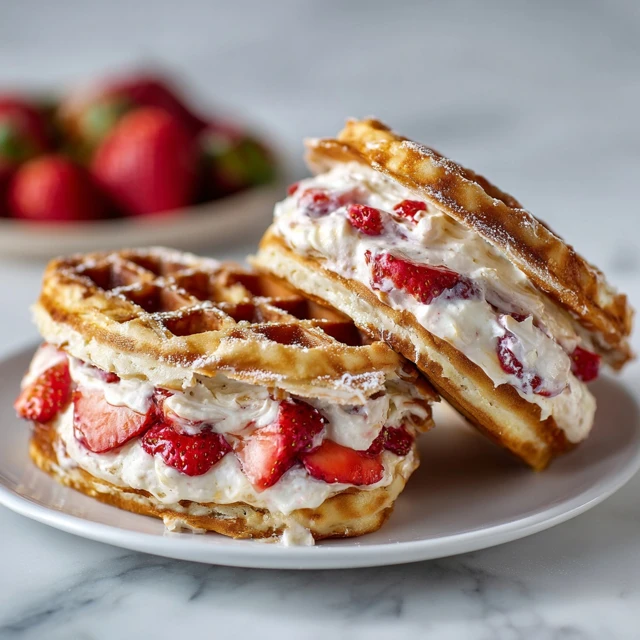 Strawberry Cheesecake Crunch Waffle Sandwich – The Ultimate Sweet Indulgence