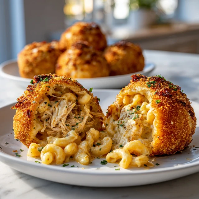 Hot Honey Pretzel Chicken Stuffed Mac & Cheese Bombs