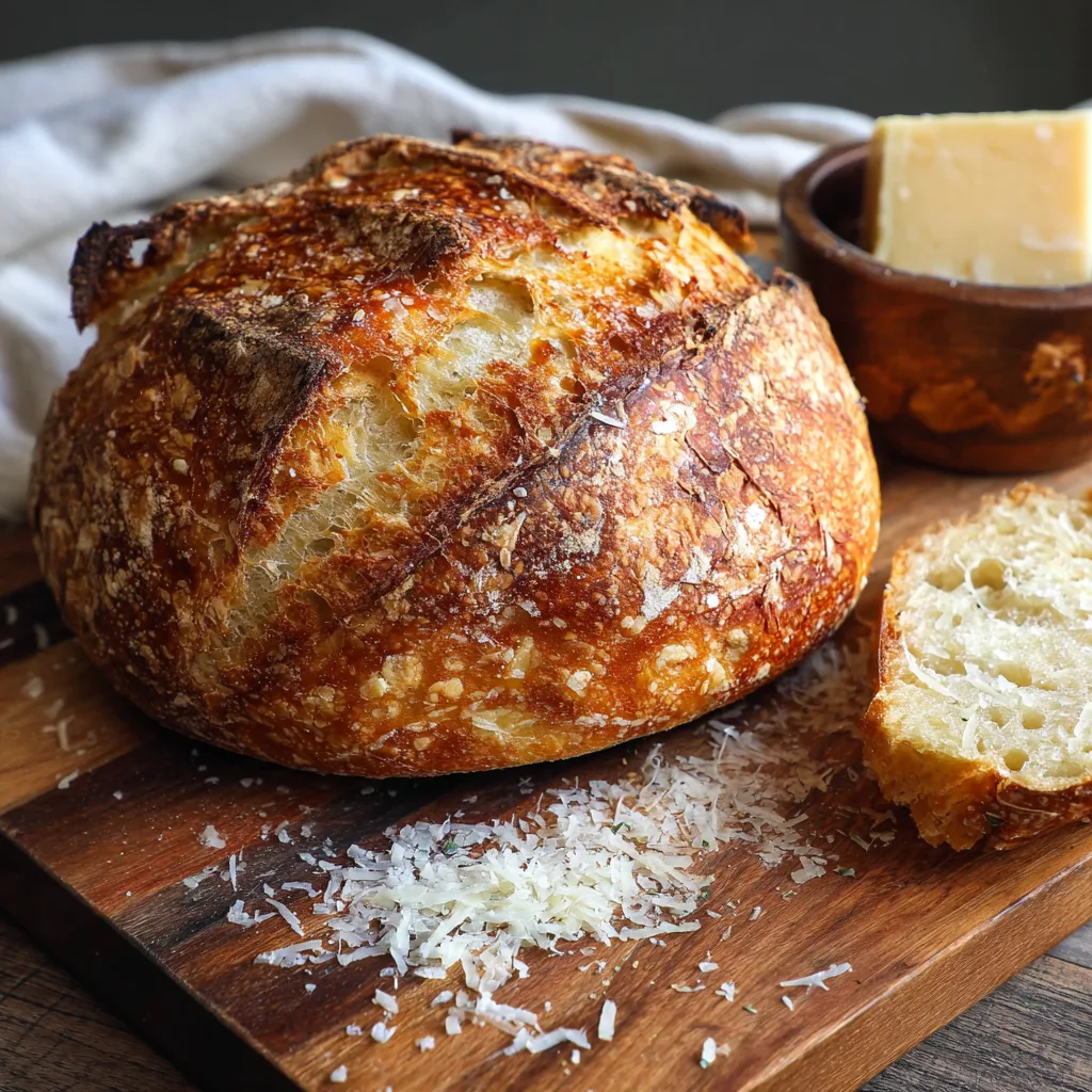 Freshly Baked Artisan Bread with Garlic and Parmesan Cheese Recipe to Try Today