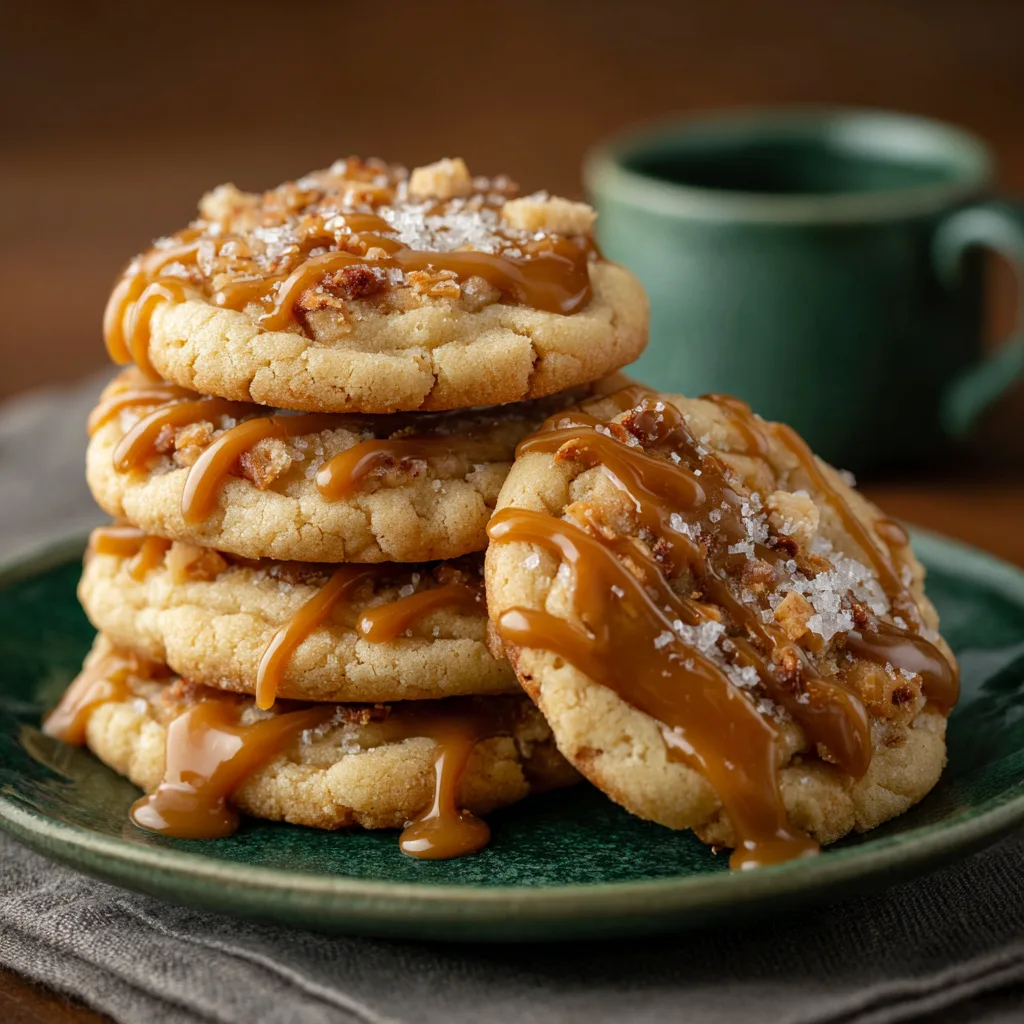 Salted Caramel Cheesecake Cookies with Buttery Cookie Base