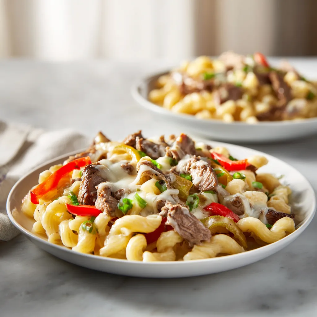 Garlic Butter Philly Cheesesteak Pasta