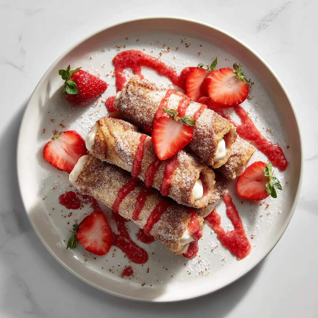 Strawberry Cream Stuffed Churro Pancake Rolls
