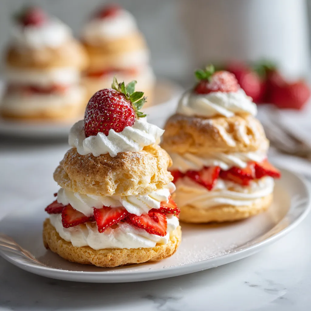 Strawberry Shortcake Vanilla Bean Cream Puff Stack