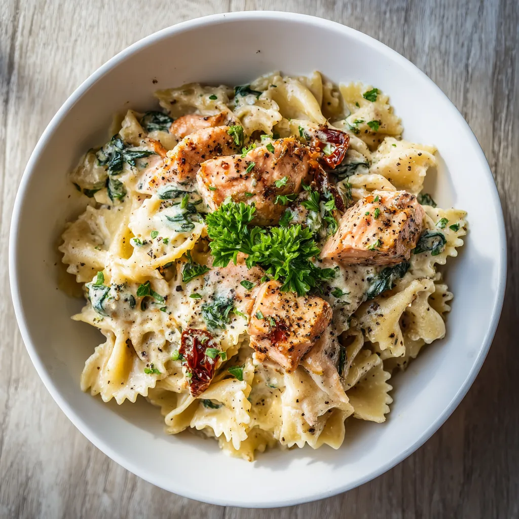 Creamy Garlic Tuscan Salmon Pasta