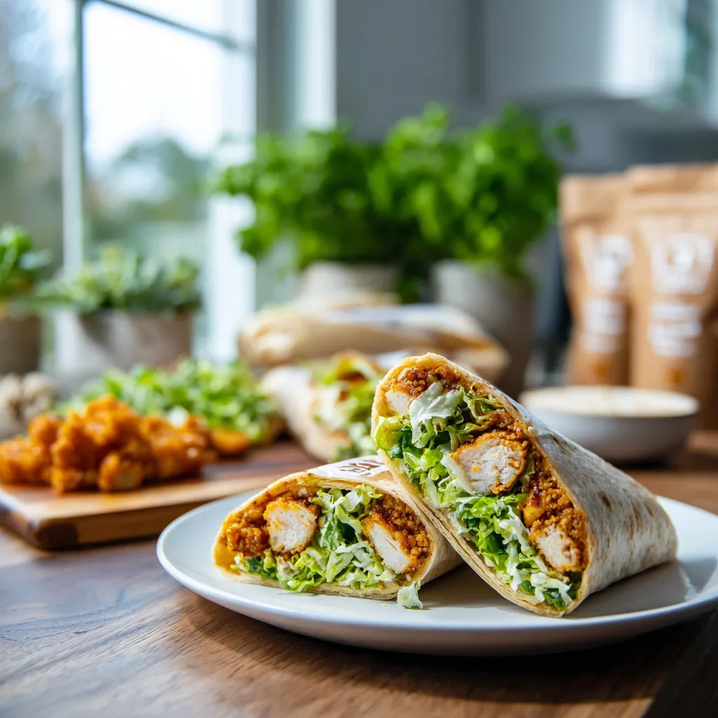 Crispy Hot Honey Chicken Caesar Wraps