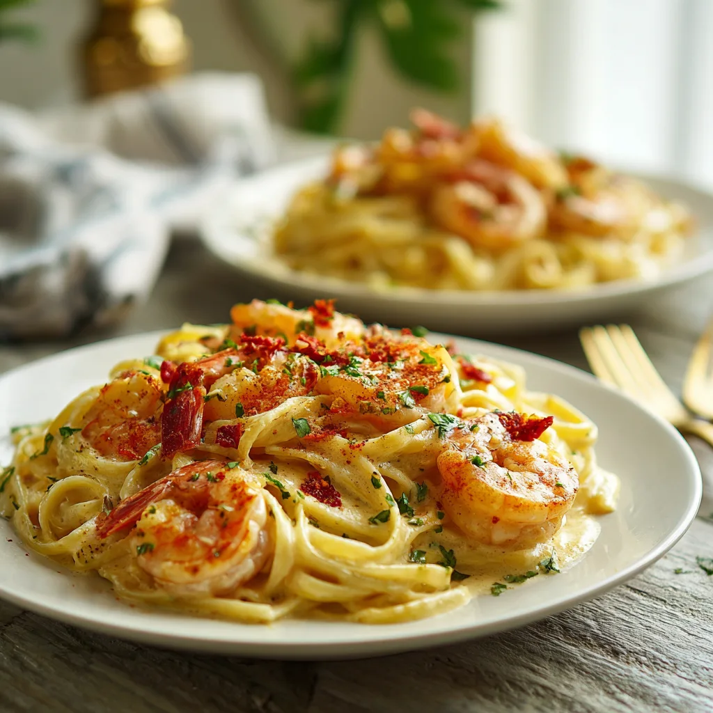 Spicy Cajun Shrimp Alfredo Pasta