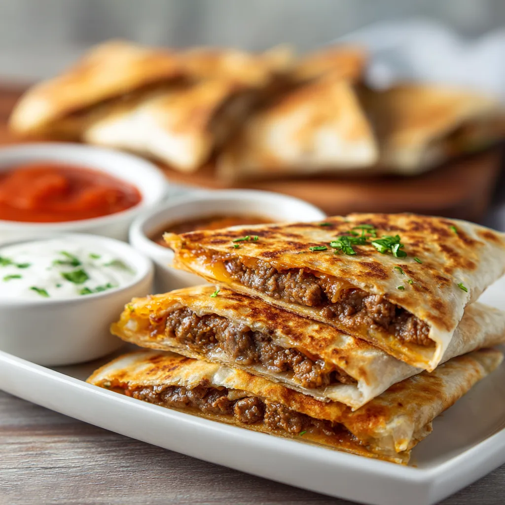 Crispy Garlic Butter Steak Quesadillas