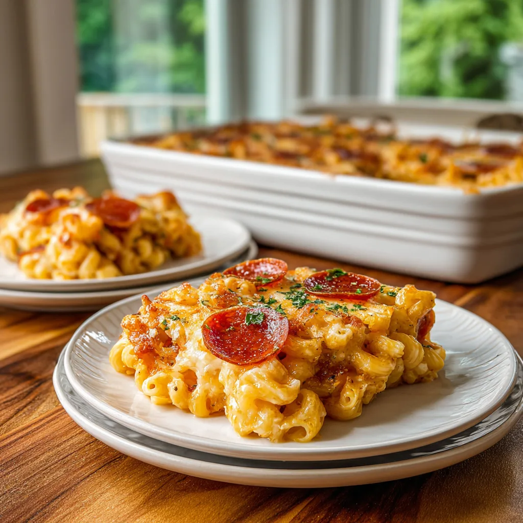 Cheesy Pepperoni Pizza Pasta Casserole