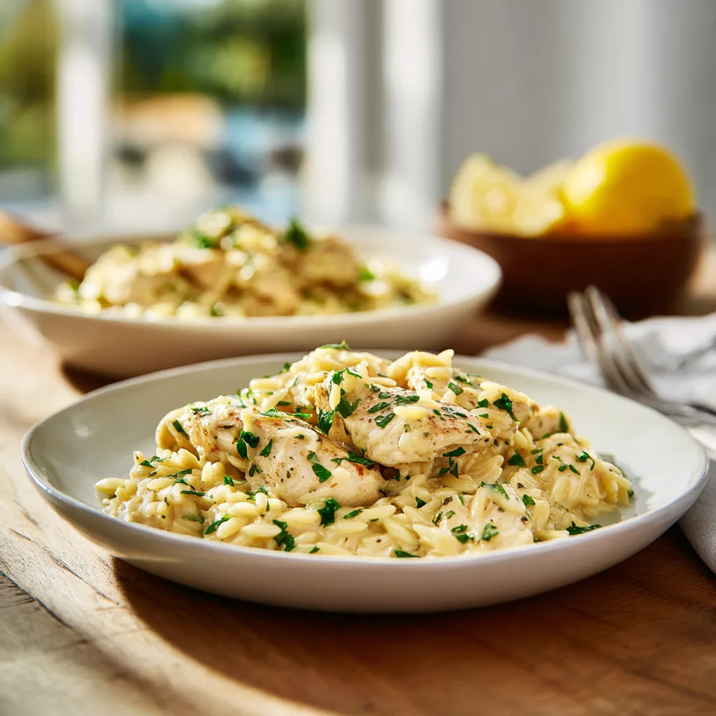 Creamy Lemon Garlic Chicken Orzo