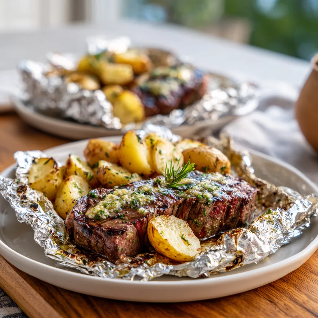 Garlic Butter Steak & Potato Foil Packs