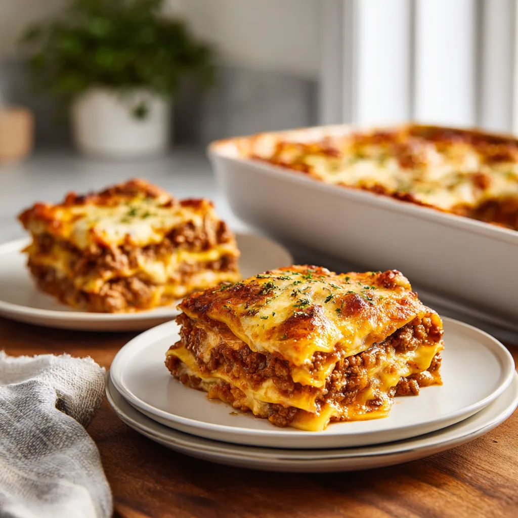 Cheesy Beef Ravioli Lasagna Bake