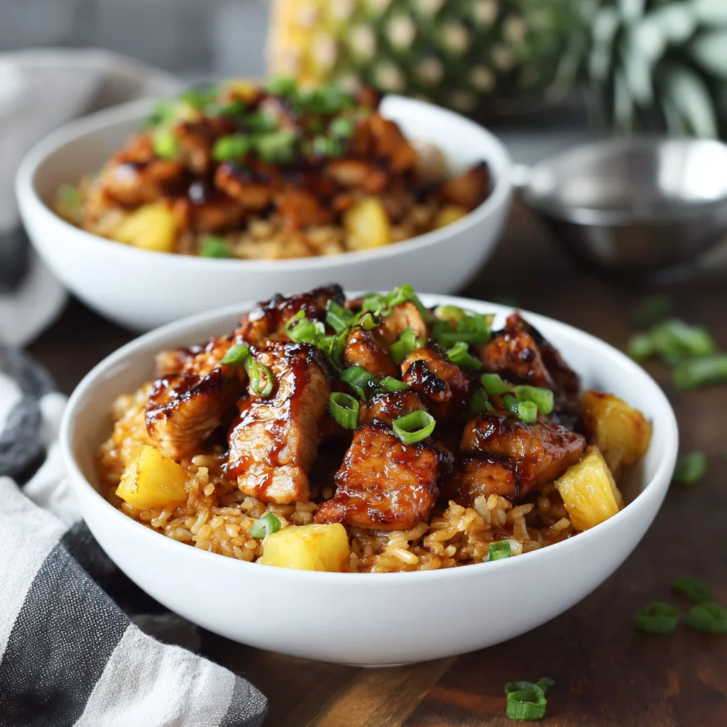 Spicy Teriyaki Chicken Pineapple Bowls