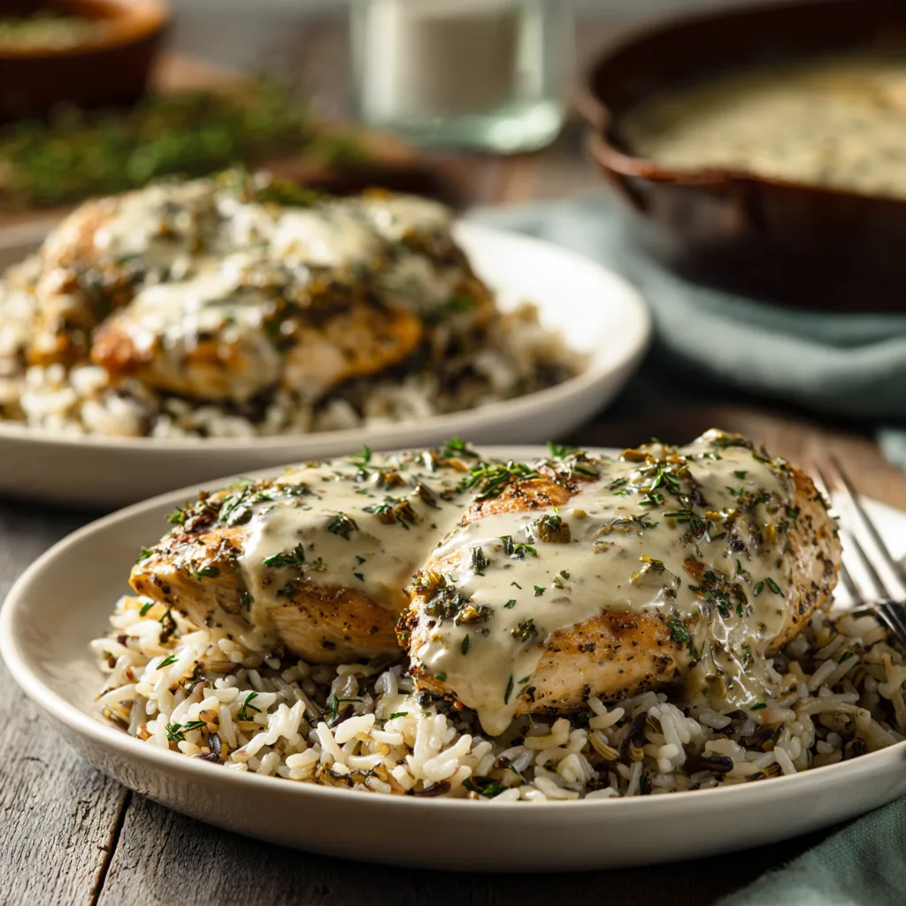 Creamy Garlic Herb Chicken & Wild Rice