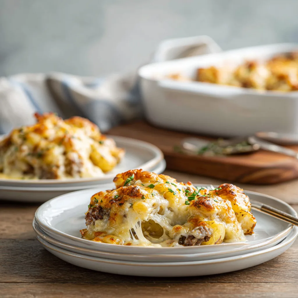 Loaded Philly Cheesesteak Potato Bake