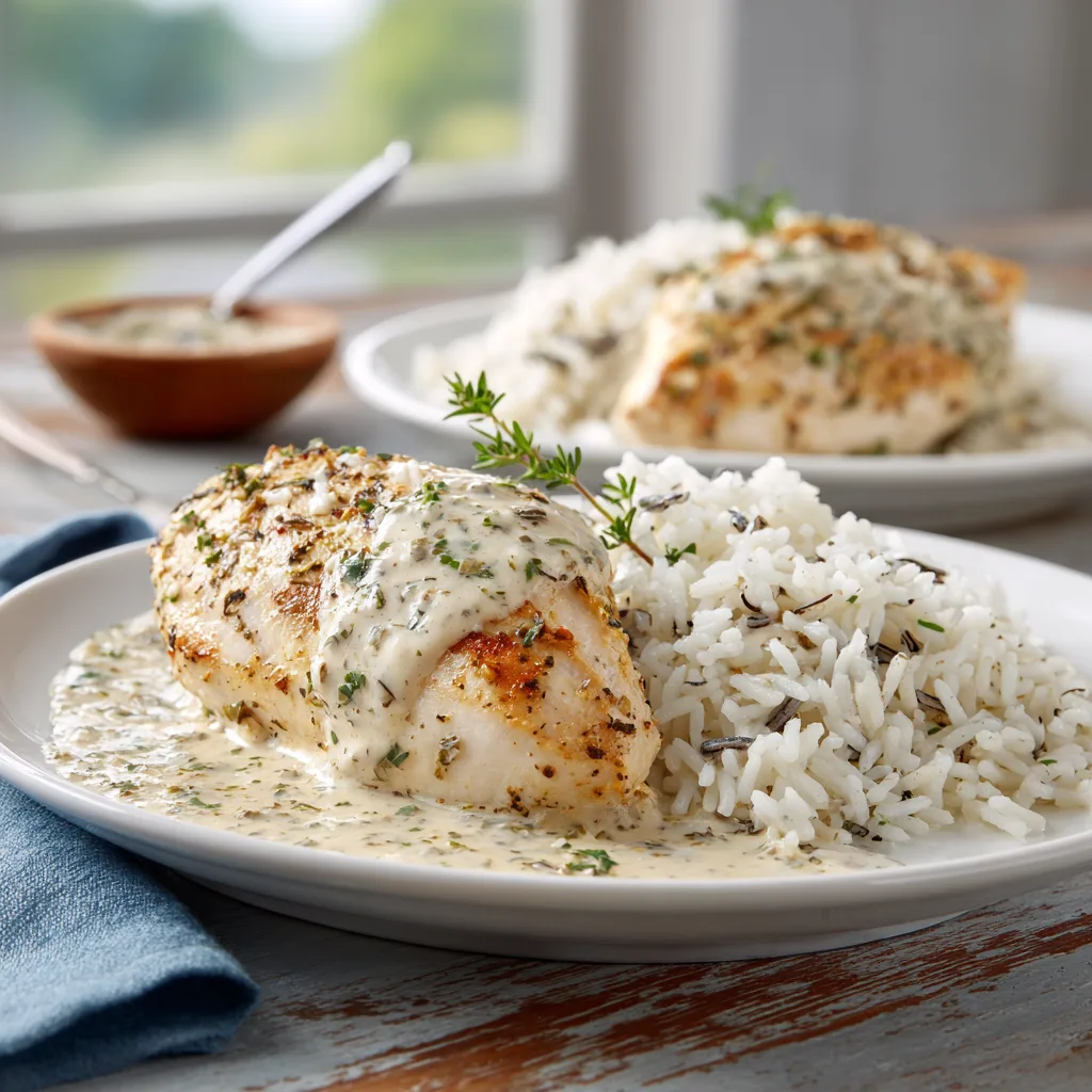 Creamy Garlic Herb Chicken & Wild Rice