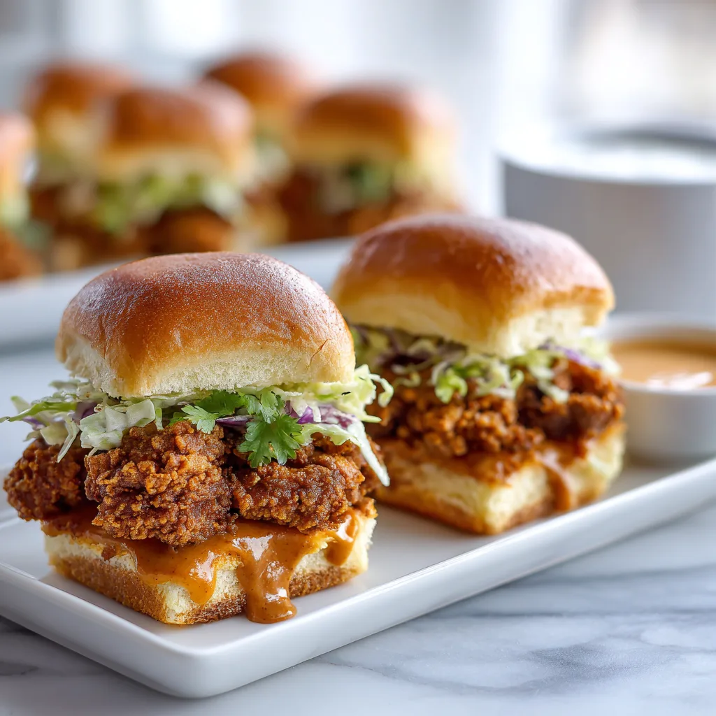 Crispy Nashville Hot Chicken Mac Sliders