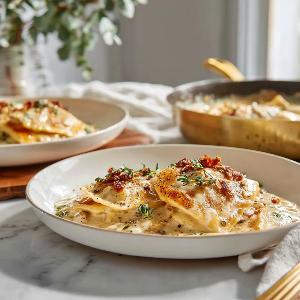 Creamy Tuscan Chicken Ravioli Skillet
