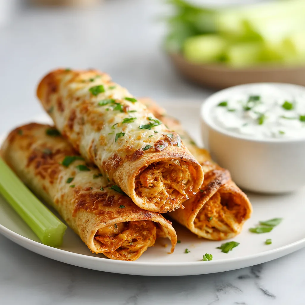 Crispy Buffalo Ranch Chicken Taquitos