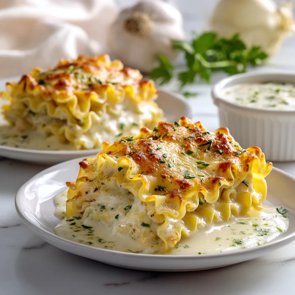 Creamy Garlic Parmesan Chicken Lasagna Roll-Ups
