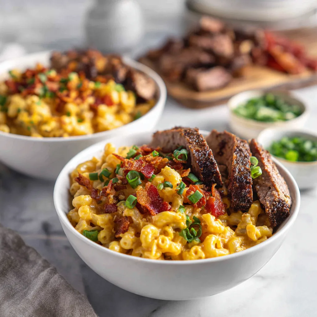 Loaded Steakhouse Mac and Cheese Bowls