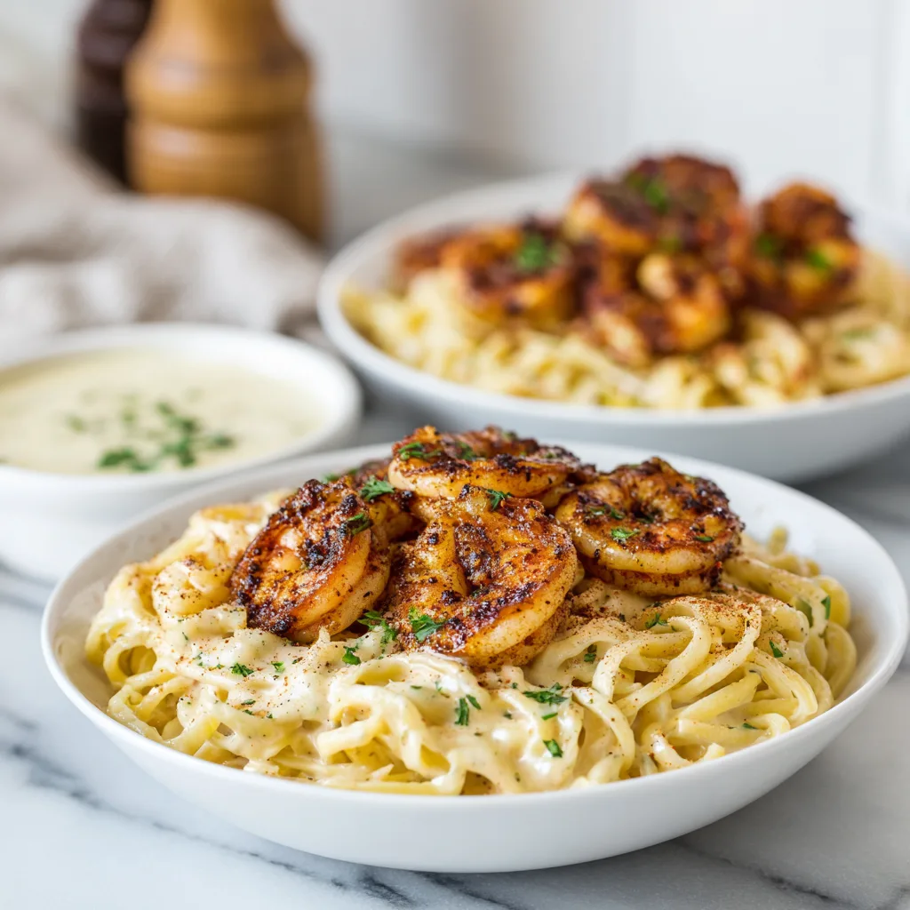 Spicy Blackened Shrimp Alfredo Pasta